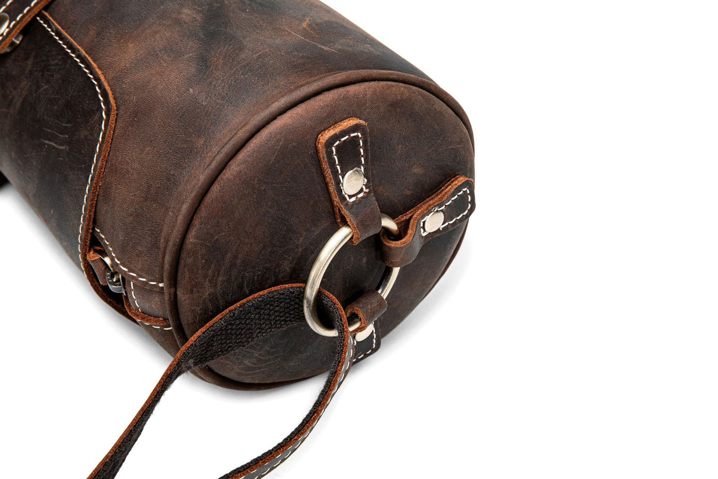 Vintage Genuine Leather Women's Bag - Cylindrical Crossbody