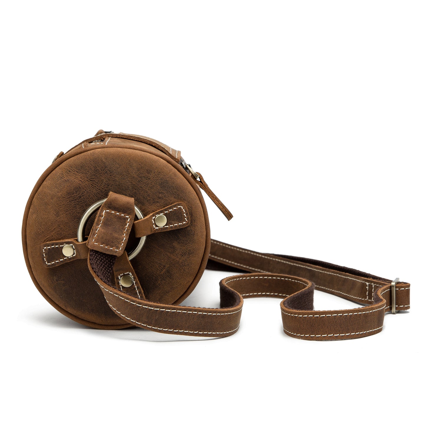 Vintage Genuine Leather Women's Bag - Cylindrical Crossbody