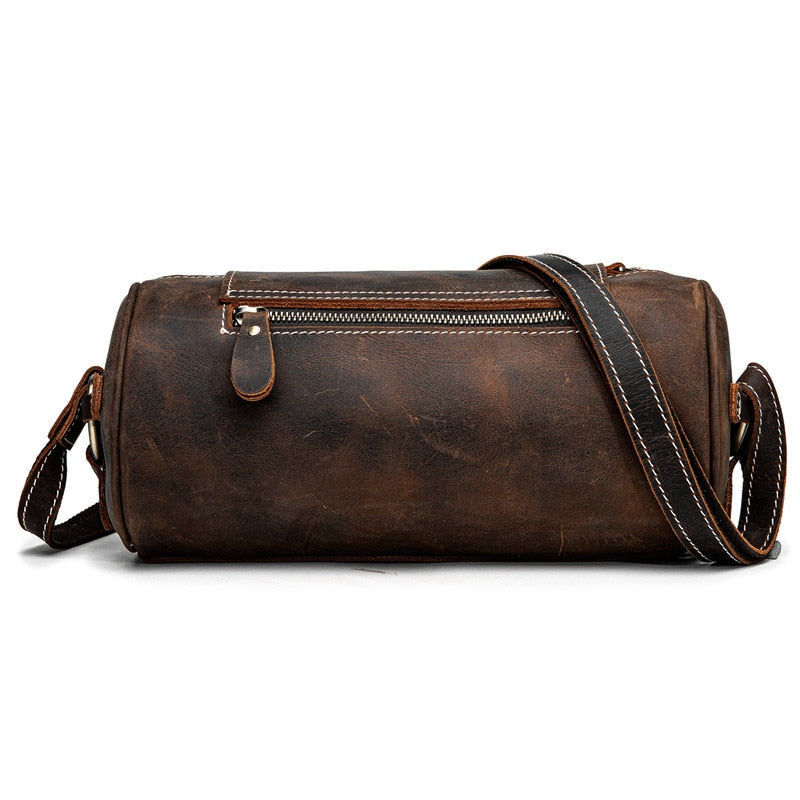 Vintage Genuine Leather Women's Bag - Cylindrical Crossbody