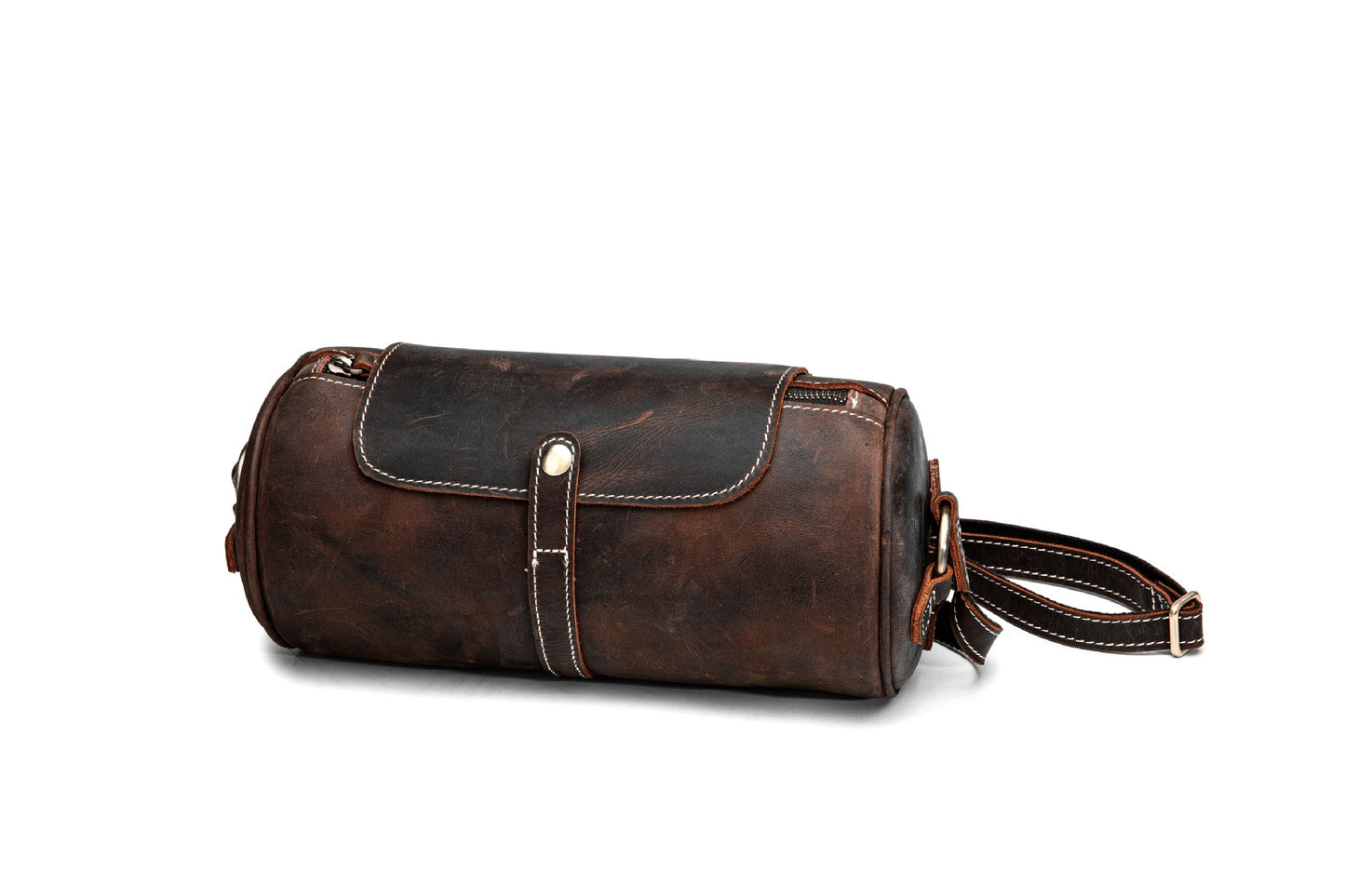 Vintage Genuine Leather Women's Bag - Cylindrical Crossbody