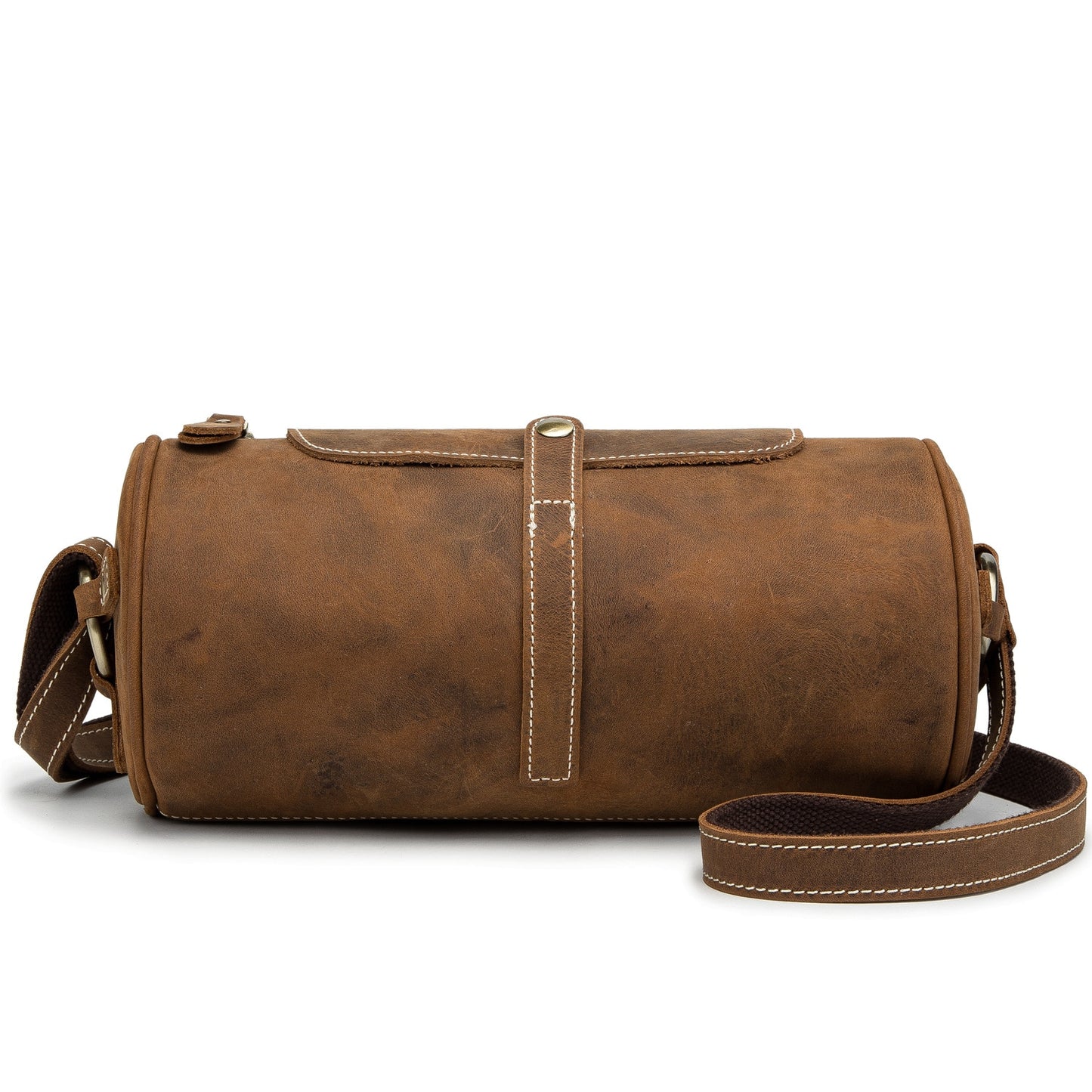 Vintage Genuine Leather Women's Bag - Cylindrical Crossbody