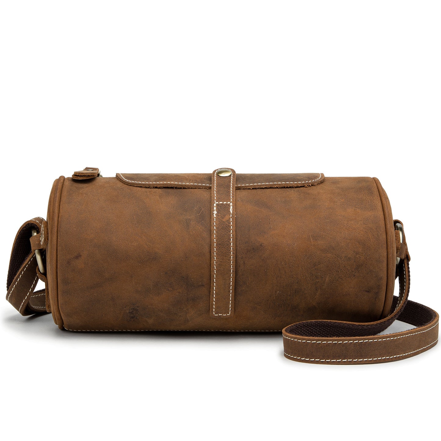 Vintage Genuine Leather Women's Bag - Cylindrical Crossbody