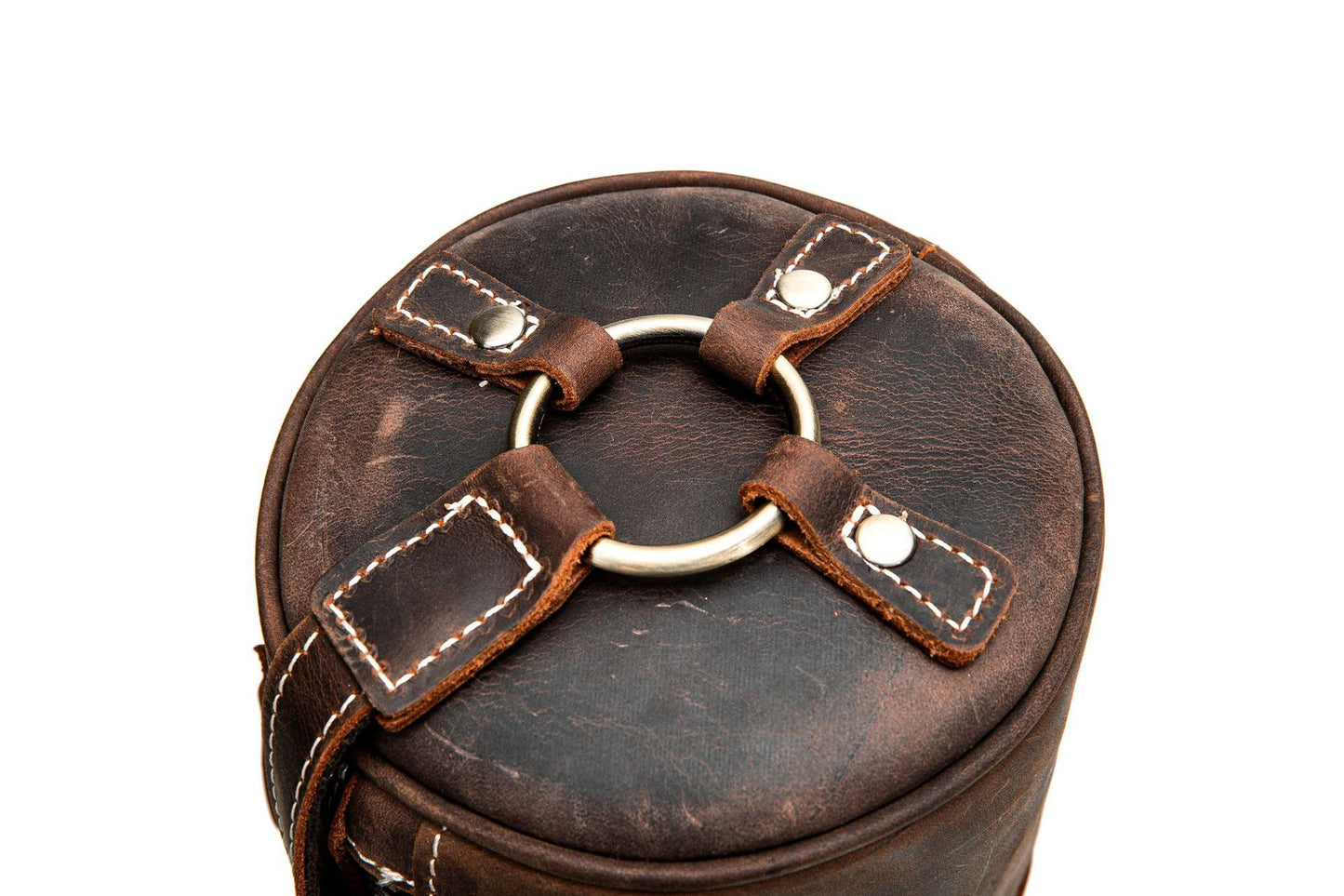 Vintage Genuine Leather Women's Bag - Cylindrical Crossbody