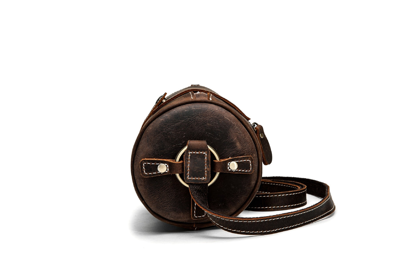 Vintage Genuine Leather Women's Bag - Cylindrical Crossbody