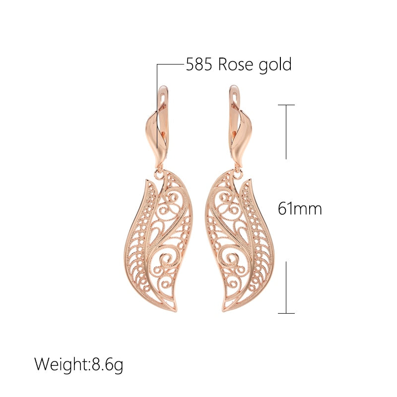 Leaf Drop Earrings Rose Gold Colour