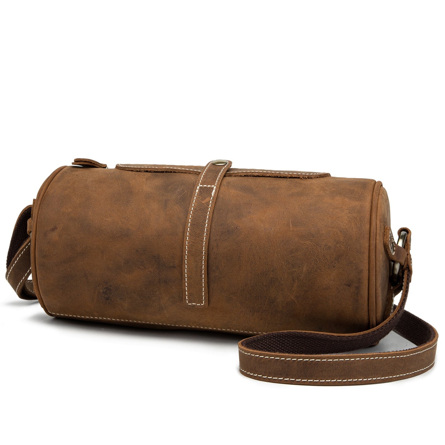 Vintage Genuine Leather Women's Bag - Cylindrical Crossbody
