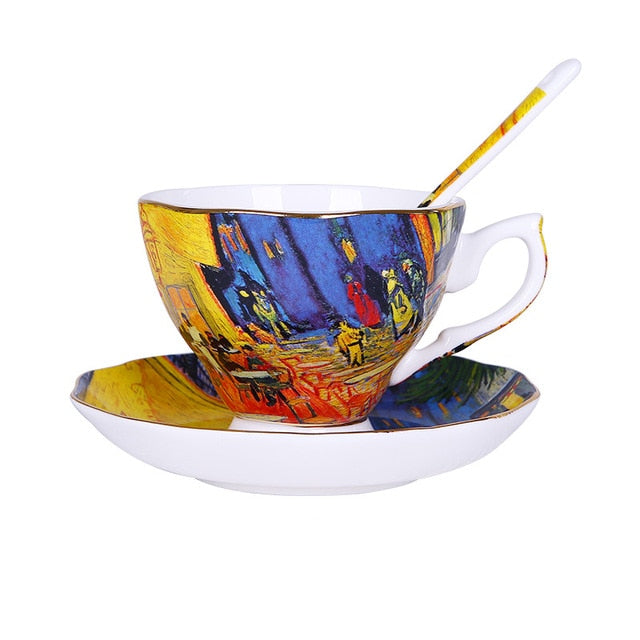 Van Gogh Inspired Tea Cup and Saucer
