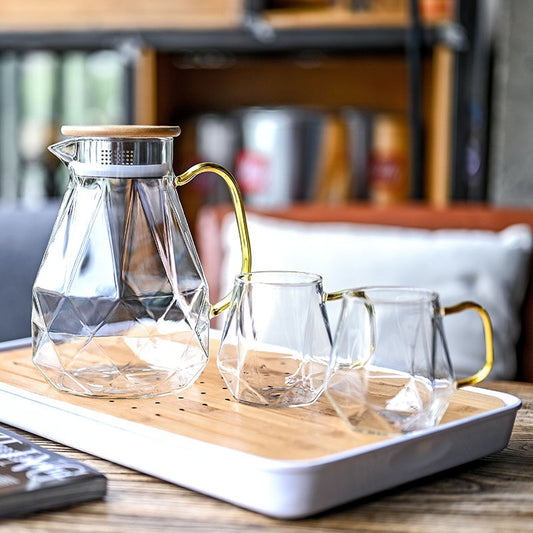 1.5L Diamond Texture Heat-resistant Glass Teapot Set