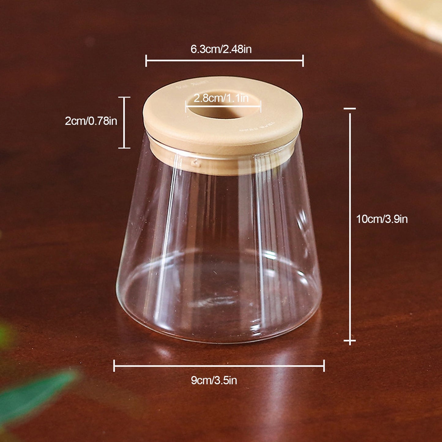 Wood Glass Plant Pot with Cover
