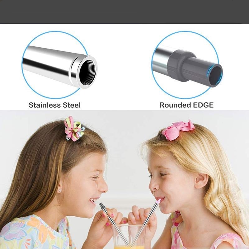 Kids Stainless Steel Telescopic Straw with Case and Cleaning Brush