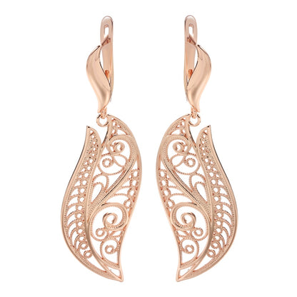 Leaf Drop Earrings Rose Gold Colour