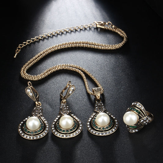 Antique Gold Pearl Jewellery Set