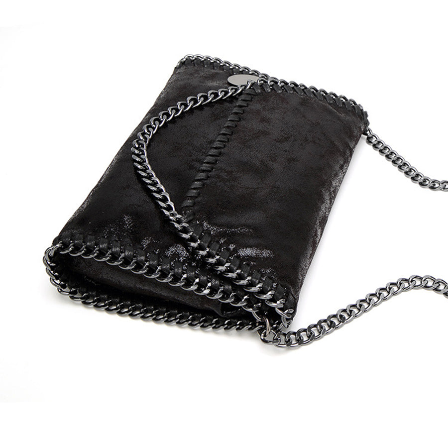 Faux Suede Chain Clutch