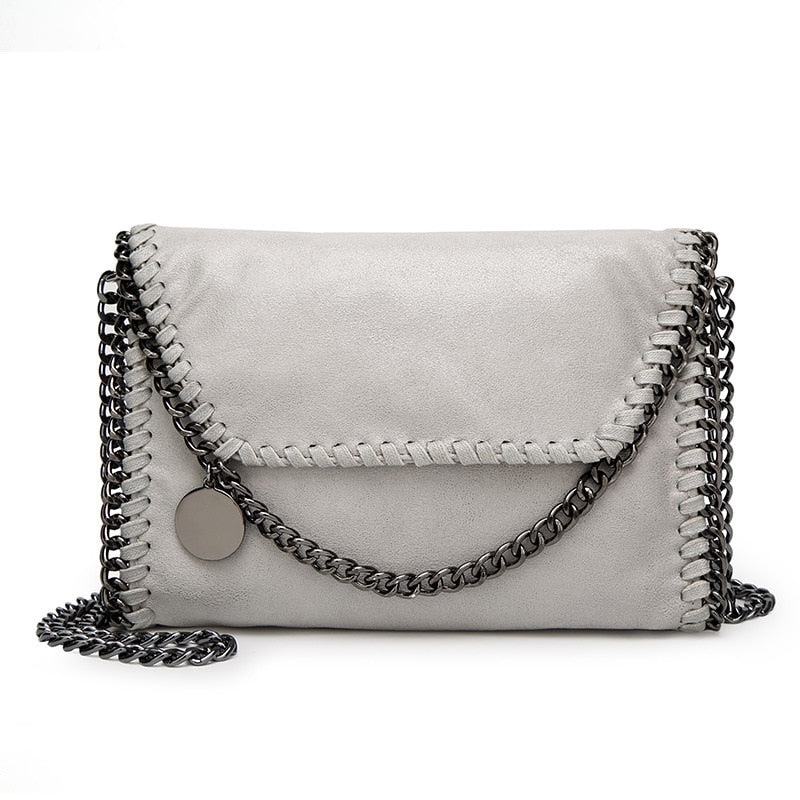 Faux Suede Chain Clutch