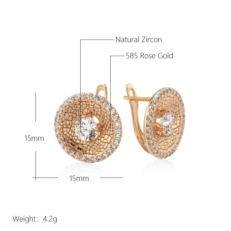 Antique Style Rose Gold Round Cubic Zirconia Earrings