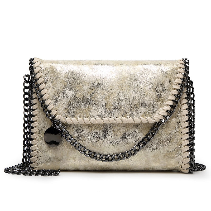 Faux Suede Chain Clutch