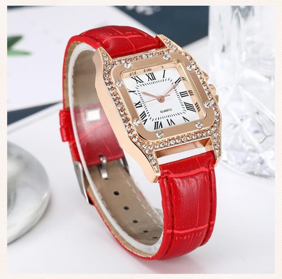 2Pcs Set Women Diamond & Quartz Watch and Bracelet