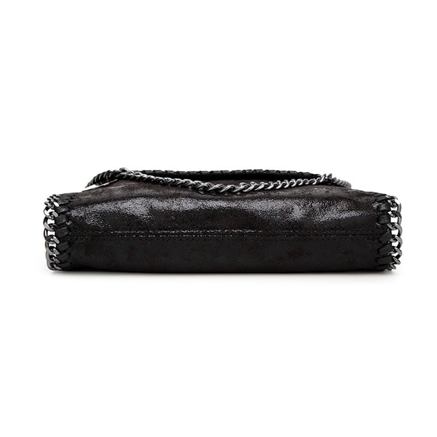 Faux Suede Chain Clutch