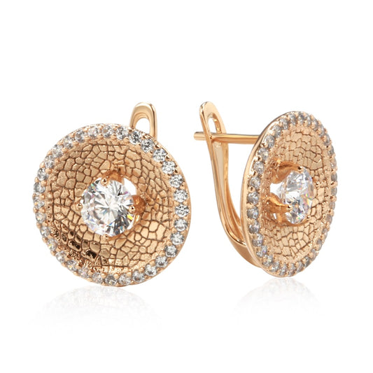 Antique Style Rose Gold Round Cubic Zirconia Earrings