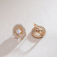 Antique Style Rose Gold Round Cubic Zirconia Earrings