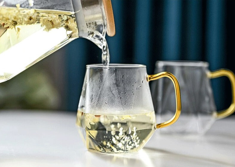 1.5L Diamond Texture Heat-resistant Glass Teapot Set