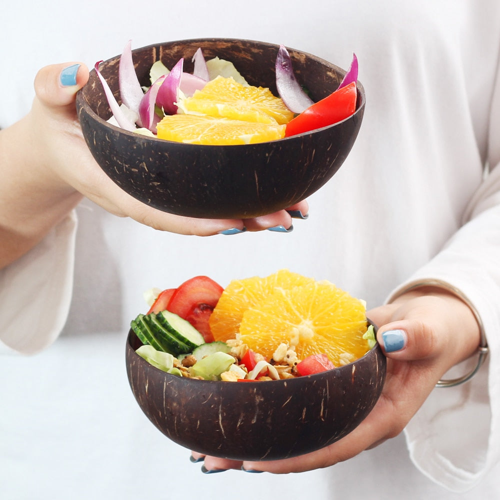 Eco Coconut Bowl and Matching Spoon Set (12-15cm)