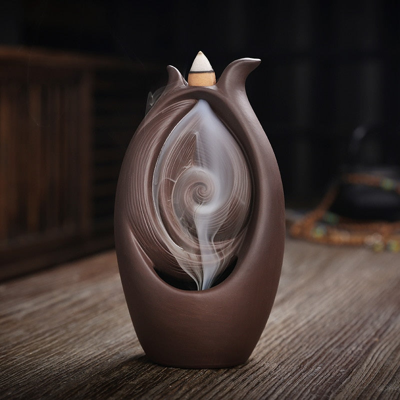 Ceramic Waterfall Incense Burner - Backflow Incense Fountain