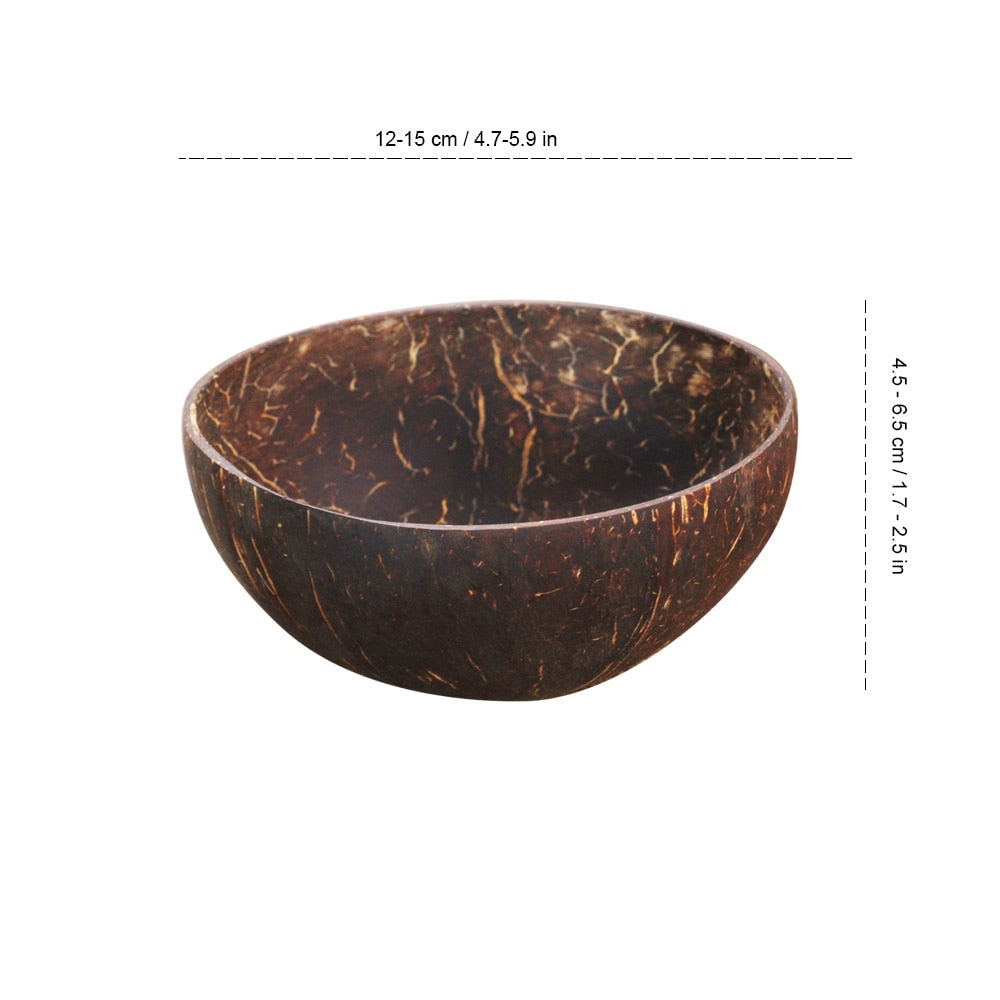 Eco Coconut Bowl and Matching Spoon Set (12-15cm)