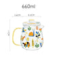 Chicken and Turtle Printed Style Glass Teapot and Tea Cup Set