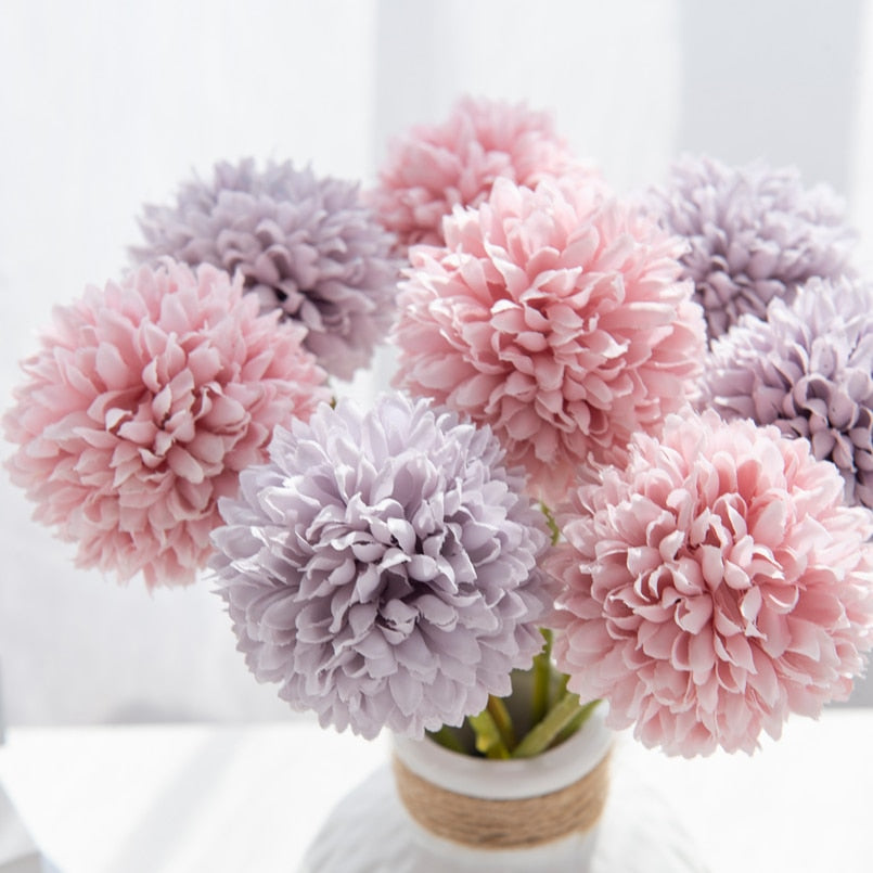 5PCS Silk Hydrangea Decorative Flowers