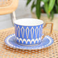 Elegant Blue Pattern Collection Porcelain Tea Cup and Saucer Set 250ml