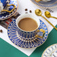 Elegant Blue Pattern Collection Porcelain Tea Cup and Saucer Set 250ml