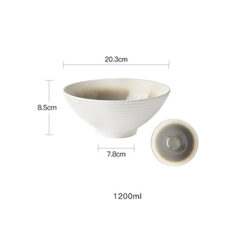 Japanese Style Ceramic Ramen Soup Bowl and Spoon Set