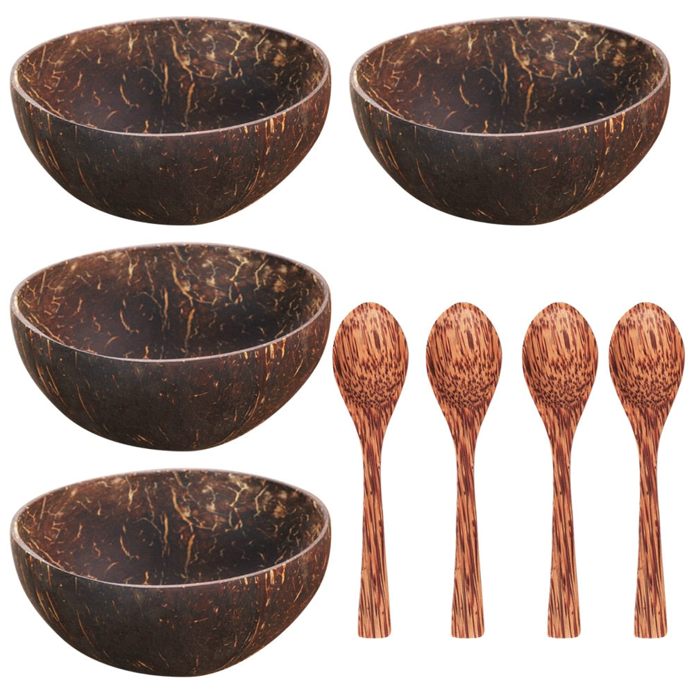 Eco Coconut Bowl and Matching Spoon Set (12-15cm)