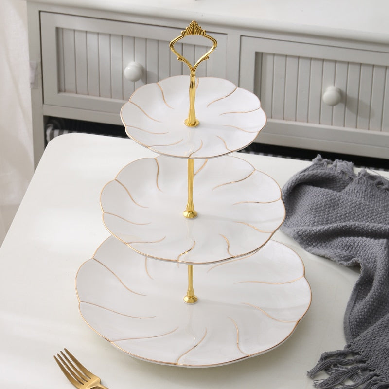 Gold Inlay Bone China Afternoon Platter