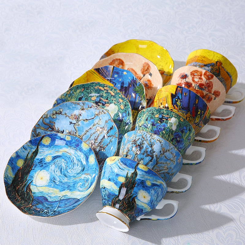 Van Gogh Inspired Tea Cup and Saucer