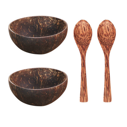 Eco Coconut Bowl and Matching Spoon Set (12-15cm)