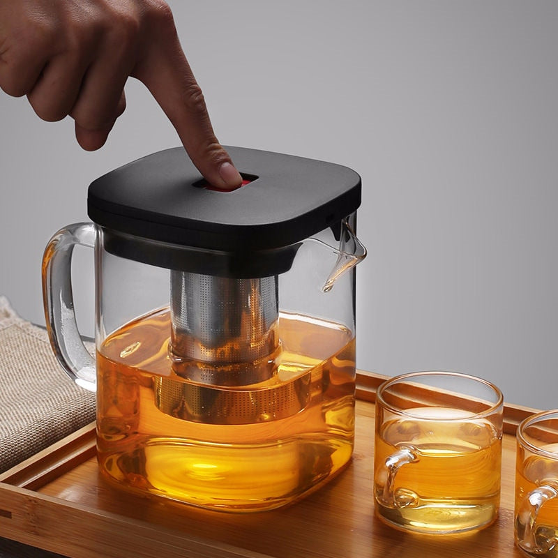 Clear Glass Kettle and Tea Cup Set