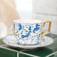 Elegant Blue Pattern Collection Porcelain Tea Cup and Saucer Set 250ml