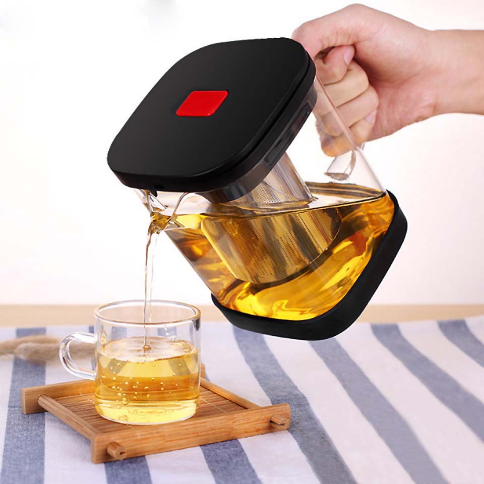 Clear Glass Kettle and Tea Cup Set