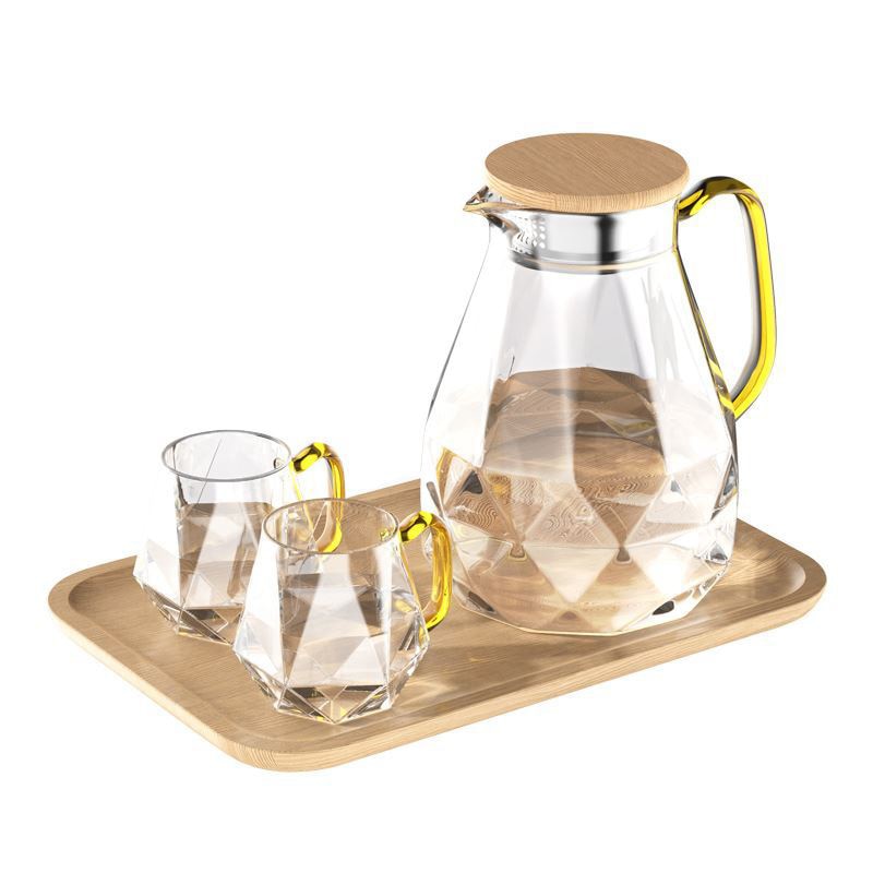 1.5L Diamond Texture Heat-resistant Glass Teapot Set