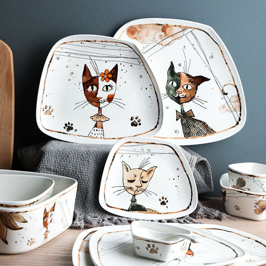 Cartoon Cat Ceramic Tableware Set