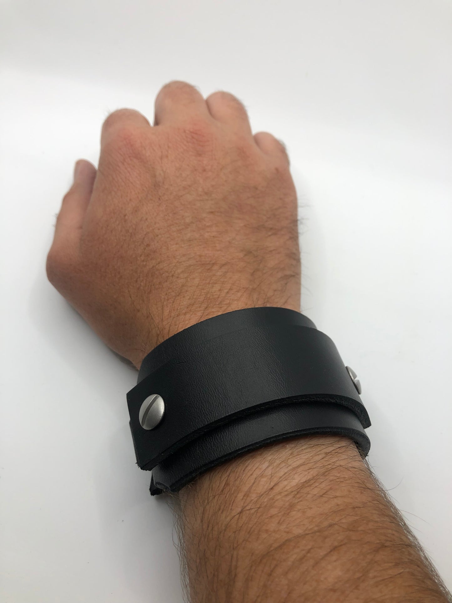 House of Cato Black Single Strap Wristband - Extra Thick Leather