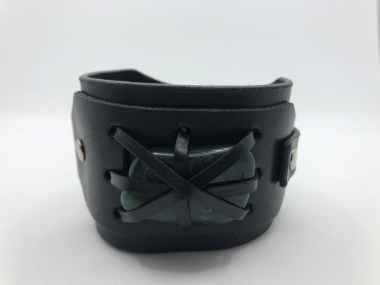 House of Cato - Crystal Wrap Black Leather Wristband