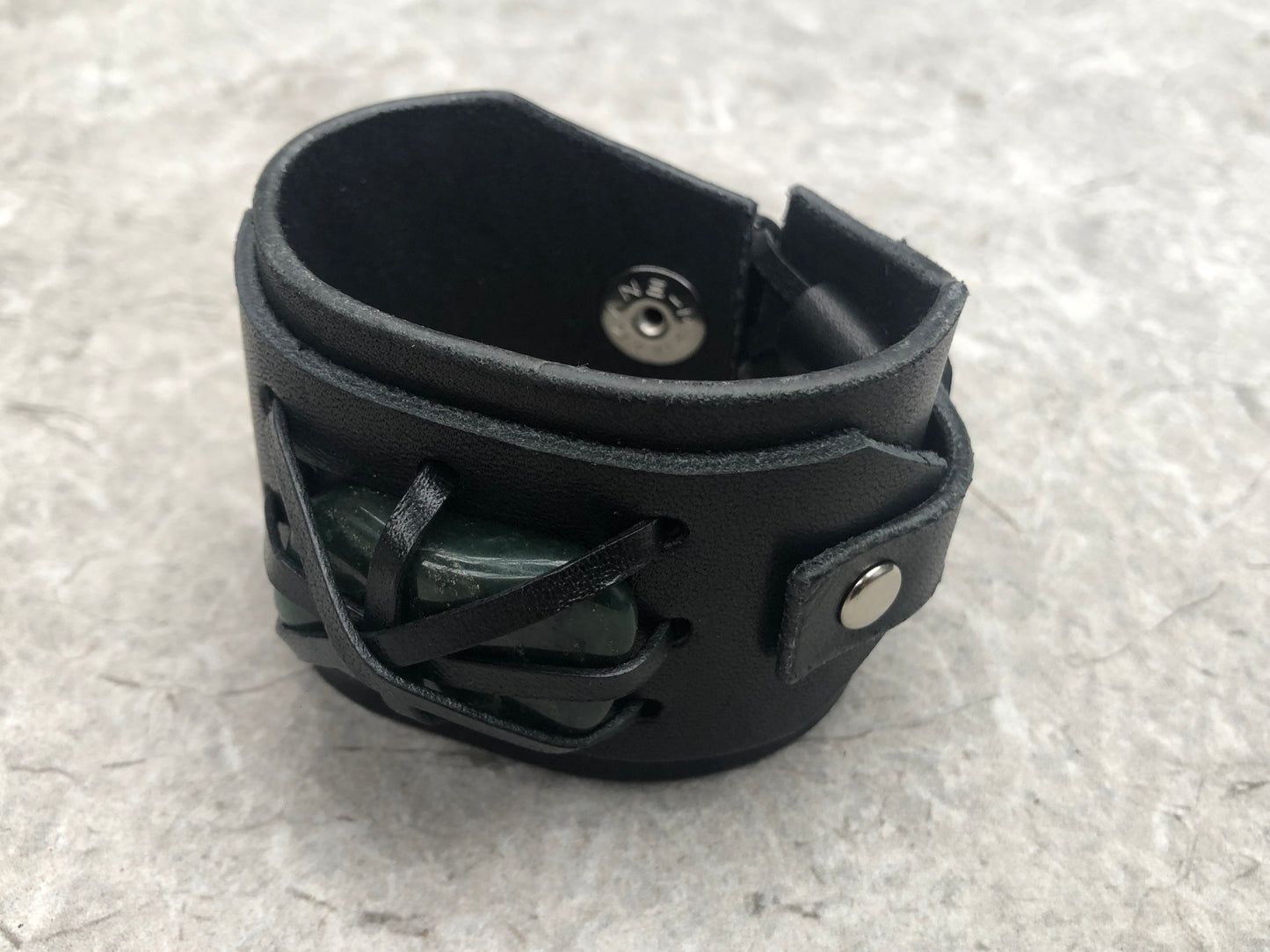 House of Cato - Crystal Wrap Black Leather Wristband