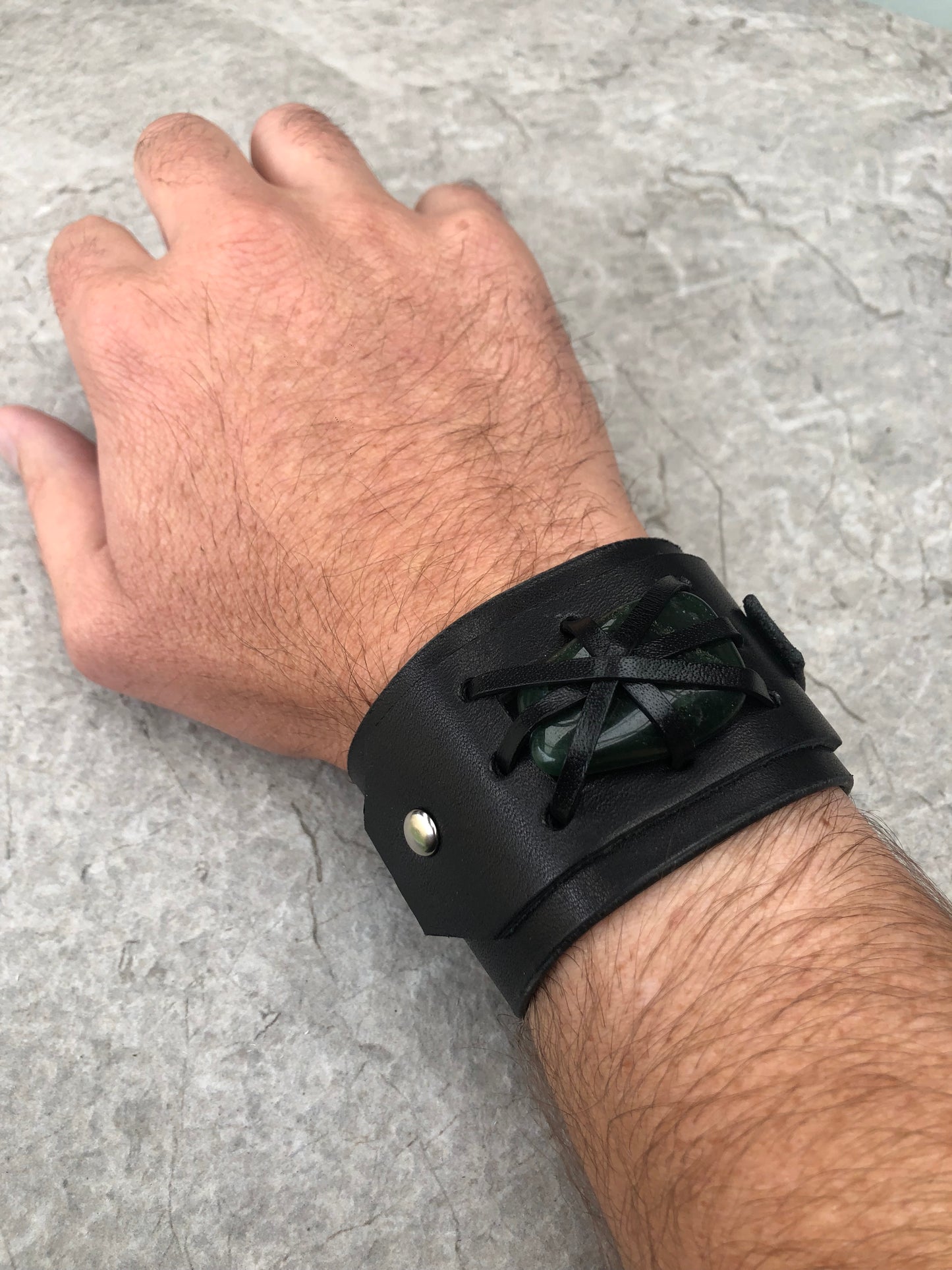 House of Cato - Crystal Wrap Black Leather Wristband