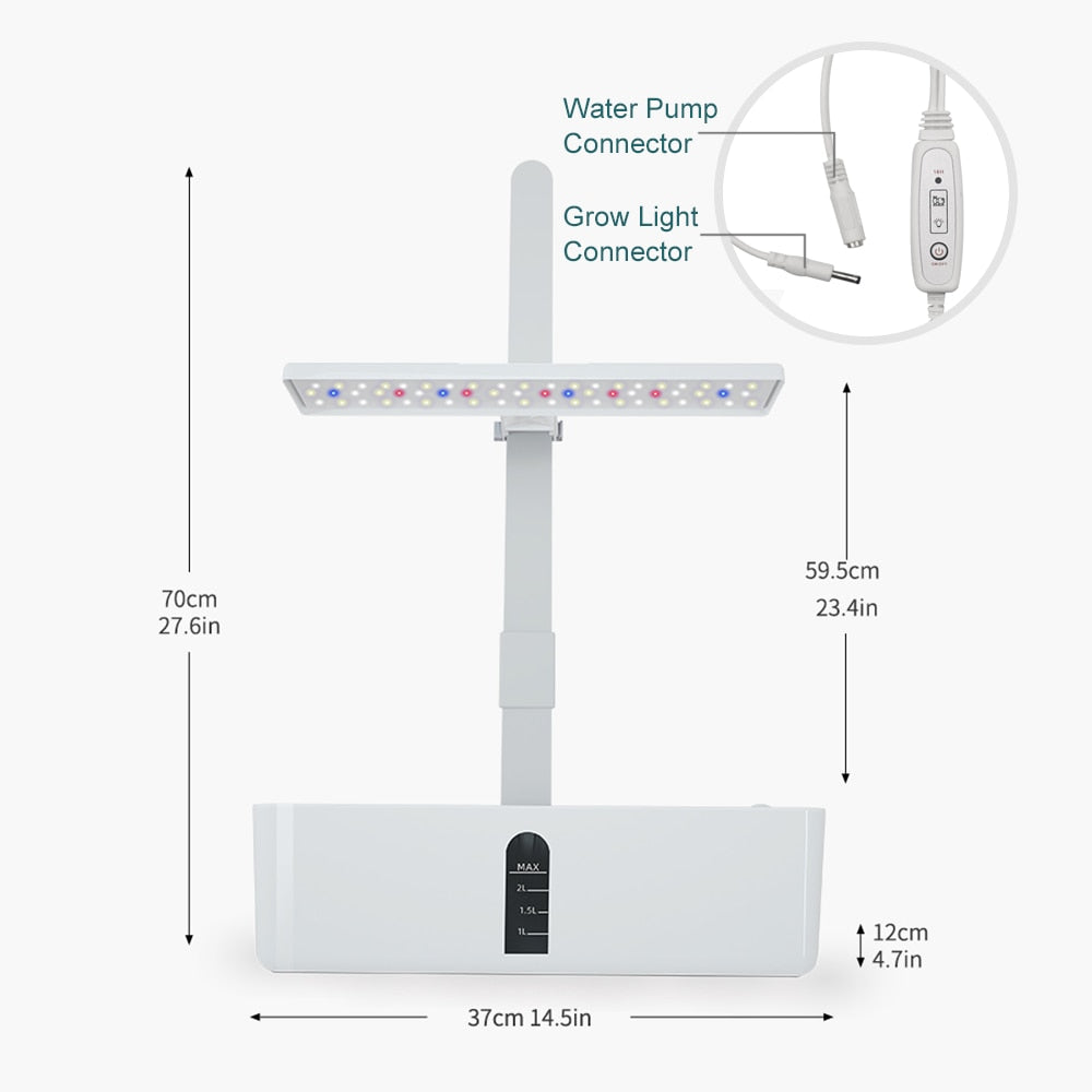 Indoor Hydroponics Garden Kit - LED & Water Pump