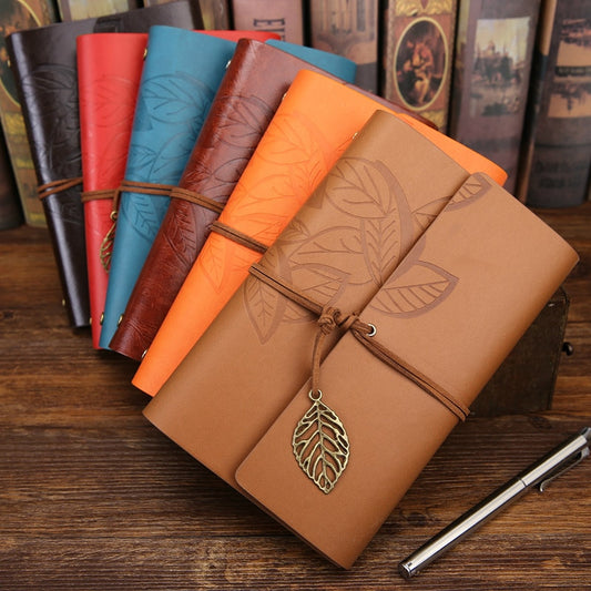 Leather Leaf Vintage Journal with Leaf Pendent