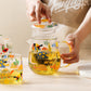 Chicken and Turtle Printed Style Glass Teapot and Tea Cup Set