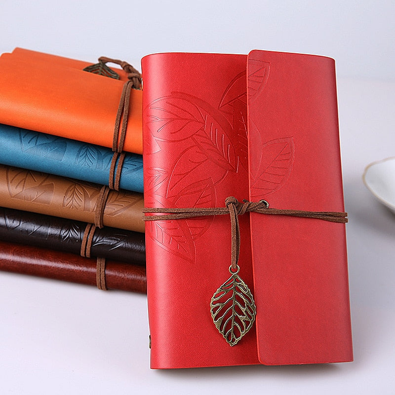 Leather Leaf Vintage Journal with Leaf Pendent